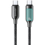 USAMS SJ750 opletený nabíjací a dátový kábel s podsvietením - USB-C na USB-C - 1,2 m - čierny