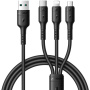 JOYROOM S-A61 3v1 univerzálny nabíjací kábel - USB-A na USB-C / Lightning / micro USB - 1,2 m - čierny