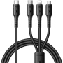 JOYROOM S-A61 3v1 univerzálny nabíjací kábel - USB-C na USB-C / Lightning / micro USB - 1,2 m - čierny