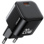 USAMS CC260 GaN mini rýchlonabíjací adaptér s portom USB-C - 20W - čierny