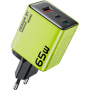 WEKOME WP-U45 GaN rýchlonabíjací adaptér s portmi 2x USB-C / USB-A - 65W - zelený