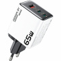 WEKOME WP-U45 GaN rýchlonabíjací adaptér s portmi 2x USB-C / USB-A - 65W - biely