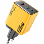 WEKOME WP-U45 GaN rýchlonabíjací adaptér s portmi 2x USB-C / USB-A - 65W - žltý