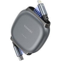 Toocki TQ-X105A výsuvný nabíjací a dátový kábel - USB-C na Lightning - 1 m - sivý