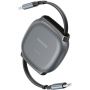 Toocki TQ-X105 výsuvný nabíjací a dátový kábel - USB-C na USB-C - 1 m - sivý