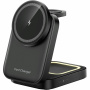 HT-541 3v1 skladací magnetický bezdrôtový stojanček s podsvietením pre iPhone / Apple Watch / AirPods - 15W - čierny