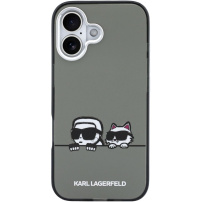 Karl Lagerfeld IML K&CH Heads Logo transparentný kryt s MagSafe pre iPhone 17 - sivý