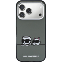 Karl Lagerfeld IML K&CH Heads Logo transparentný kryt s MagSafe pre iPhone 17 Pro - sivý