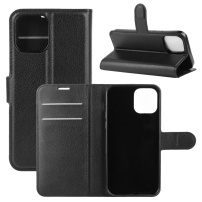 Praktické peňaženkové puzdro z PU kože pre iPhone 12 mini - čierne