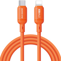 DUX DUCIS silikónový nabíjací a dátový kábel - USB-C na Lightning - 1 m - oranžový