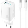 JOYROOM JR-TG10 sada adaptéra s portmi 2x USB-C / USB-A a kábla USB-C na USB-C- 65W - 1,2 m - biela