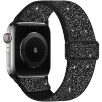 Trblietavý nylonový remienok s posuvnou prackou pre Apple Watch 42mm / 41mm / 40mm / 38mm - čierny
