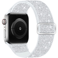 Trblietavý nylonový remienok s posuvnou prackou pre Apple Watch 42mm / 41mm / 40mm / 38mm - strieborný