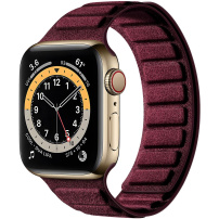 Semišový magnetický remienok pre Apple Watch Ultra 49mm / 46mm / 45mm / 44mm / 42mm - vínový