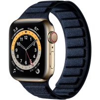 Semišový magnetický remienok pre Apple Watch Ultra 49mm / 46mm / 45mm / 44mm / 42mm - tmavomodrý