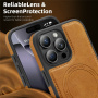 Ochranný kryt z PU kože s MagSafe pre iPhone 16 Pro Max - hnedý