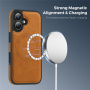 Ochranný kryt z PU kože s MagSafe pre iPhone 17 - hnedý