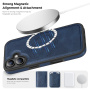 Ochranný kryt z PU kože s MagSafe pre iPhone 17 - tmavomodrý