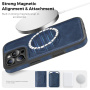 Ochranný kryt z PU kože s MagSafe pre iPhone 13 Pro - tmavomodrý