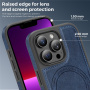 Ochranný kryt z PU kože s MagSafe pre iPhone 13 Pro - tmavomodrý