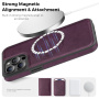 Ochranný kryt z PU kože s MagSafe pre iPhone 13 Pro Max - tmavo fialový