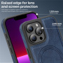 Ochranný kryt z PU kože s MagSafe pre iPhone 13 Pro Max - tmavomodrý