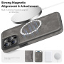 Ochranný kryt z PU kože s MagSafe pre iPhone 13 Pro Max - sivý
