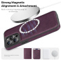 Ochranný kryt z PU kože s MagSafe pre iPhone 14 Pro Max - tmavofialový