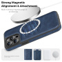 Ochranný kryt z PU kože s MagSafe pre iPhone 14 Pro Max - tmavomodrý