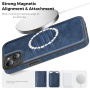 Ochranný kryt z PU kože s MagSafe pre iPhone 14 Plus - tmavomodrý