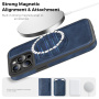 Ochranný kryt z PU kože s MagSafe pre iPhone 15 Pro - tmavomodrý