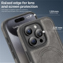 Ochranný kryt z PU kože s MagSafe pre iPhone 15 Pro - sivý