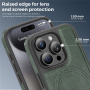Ochranný kryt z PU kože s MagSafe pre iPhone 15 Pro - tmavosivý