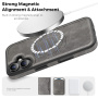 Ochranný kryt z PU kože s MagSafe pre iPhone 16 - sivý