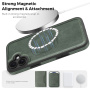 Ochranný kryt z PU kože s MagSafe pre iPhone 16 Plus - tmavosivý