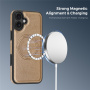 Ochranný kryt z PU kože s MagSafe pre iPhone 16 Plus - zlatý