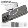 Ochranný kryt z PU kože s MagSafe pre iPhone 15 Pro Max - sivý