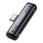 ESSAGER 2v1 audio a nabíjacia redukcia - 2x USB-C na USB-C - sivá