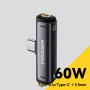 ESSAGER 2v1 audio a nabíjacia redukcia - 3,5 mm jack / USB-C na USB-C - sivá