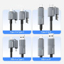 ESSAGER 2v1 opletený nabíjací a dátový kábel - USB-C / USB-A na USB-C / Lightning - 25 cm - sivý
