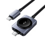 ESSAGER 2v1 univerzálny opletaný nabíjací kábel - USB-C na magnetický puk / USB-C - 1 m - čierny