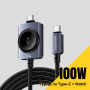 ESSAGER 2v1 univerzálny opletaný nabíjací kábel - USB-C na magnetický puk / USB-C - 1 m - čierny