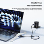 ESSAGER 2v1 univerzálny opletaný nabíjací kábel - USB-C na magnetický puk / USB-C - 1 m - čierny