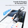 ESSAGER 2v1 univerzálny opletaný nabíjací kábel - USB-C na magnetický puk / USB-C - 1 m - čierny