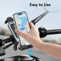 USAMS ZJ082 držiak na bicykel a motorku na riadidlá a spätné zrkadlo pre iPhone - čiernostrieborný