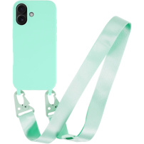 Matný kryt s nastaviteľným popruhom pre iPhone 16 - tyrkysový