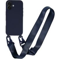 Matný kryt s nastaviteľným popruhom pre iPhone 16 - tmavomodrý
