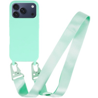Matný kryt s nastaviteľným popruhom pre iPhone 17 Pro Max - tyrkysový