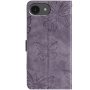Flipové púzdro so vzorom motýľov pre iPhone 16e / 17e - fialové