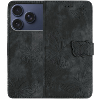 Flipové púzdro so vzorom motýľov pre iPhone 17 Pro Max - tmavošedé